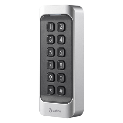 Lector de control de accesos de superficie Safire - Acceso mediante tarjeta MF y PIN - Indicador LED y acústico - Wiegand 26/34 | RS485 - Compatible con Safire - Apto para exterior IP65