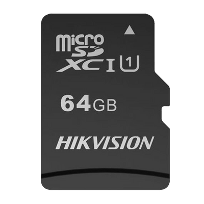 Hikvision memory card - TLC technology - 64 GB capacity - Class 10 U1 V30 - Up to 3000 write cycles - Suitable for video surveillance devices