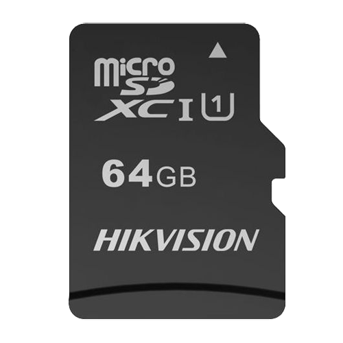 Hikvision memory card - TLC technology - 64 GB capacity - Class 10 U1 V30 - Up to 3000 write cycles - Suitable for video surveillance devices