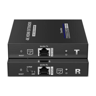 Active HDMI extender - Transmitter and receiver - Distance 70 m - On UTP Cat 7 cable - Up to 4K@60Hz - DC 12 V power supply