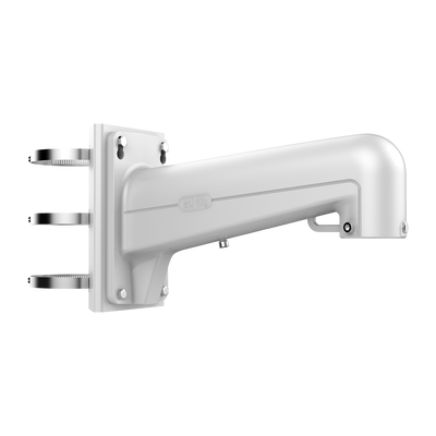 Pole mounting bracket - For motorized domes - Suitable for outdoors - White color - Cable gland