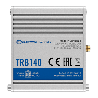 Teltonika Gateway 4G Industrial - 4G Cat 4 / 3G / 2G - Porta Ethernet RJ45 10/100/1000Mbps - Design compatto - Connettore Micro USB