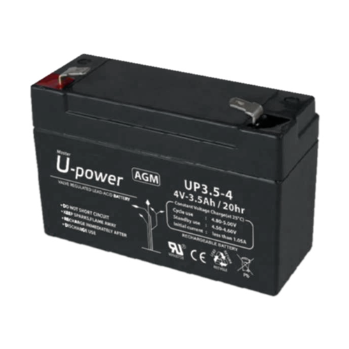 Upower - Batería recargable - Tecnología plomo-ácido AGM - Voltaje 4 V - Capacidad 3,5 Ah - 65 x 90x x 34/ 420g - Para respaldo o uso directo
