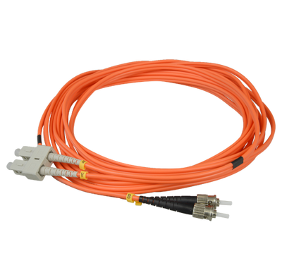 Cable de fibra óptica - Dúplex - Multimodo - Conector SC a ST - 5 metros - Color naranja