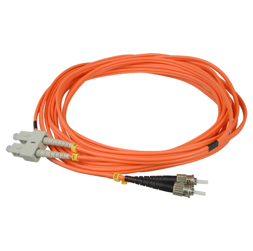 Fiber Optic Cable - Duplex - Multimode - SC to ST Connector - 5 Meters - Orange Color