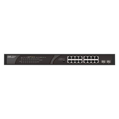 Reyee Switch PoE Sobremesa - 16 Puertos RJ45 + 2 Uplink SFP - 16 Puertos Gigabit + 2 Puertos Gigabit - 16 Puertos PoE+ 802.3af/at | Potencia total 247W - Aislado de Puertos / Flow Control - Plug and Play