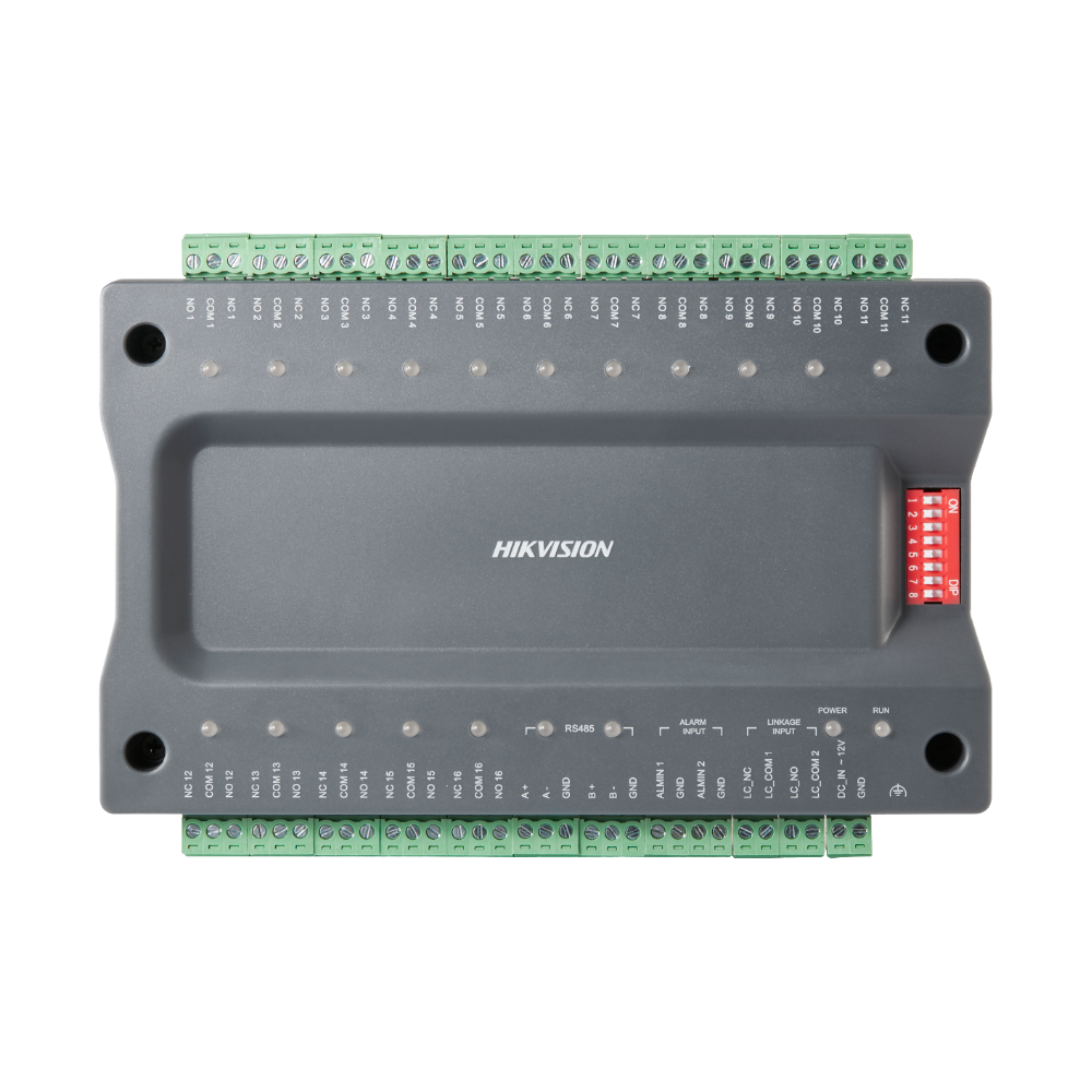 Slave controller for lifts - 16 relay output - 3 operating modes - DIP switch configuration - RS485 for communication - DS-K2210 master plate required