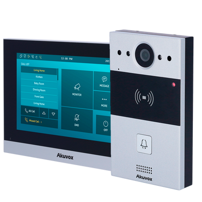 Android video intercom kit - IP &amp; WiFi | Door station, monitor and PoE switch - Crystal clear two-way audio - EM/MF reader and NFC | PoE Standard - 2 relay outputs | Cloud maintenance - Connect monitor and outdoor station via Cloud