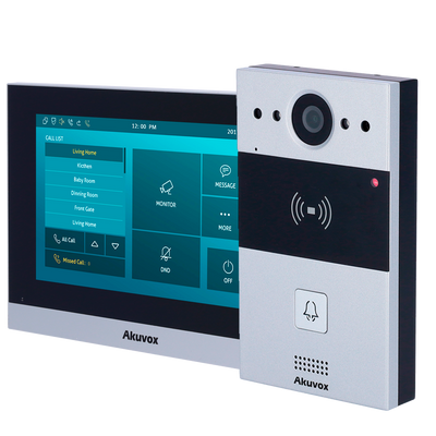 Kit videocitofonico Android - IP &amp; WiFi | Postazione esterna, monitor e switch PoE - Audio bidirezionale Crystal Clear - Lettore EM/MF e NFC | PoE Standard - 2 uscite relè | Manutenzione Cloud - Collegamento monitor e postazione esterna tramite Cloud