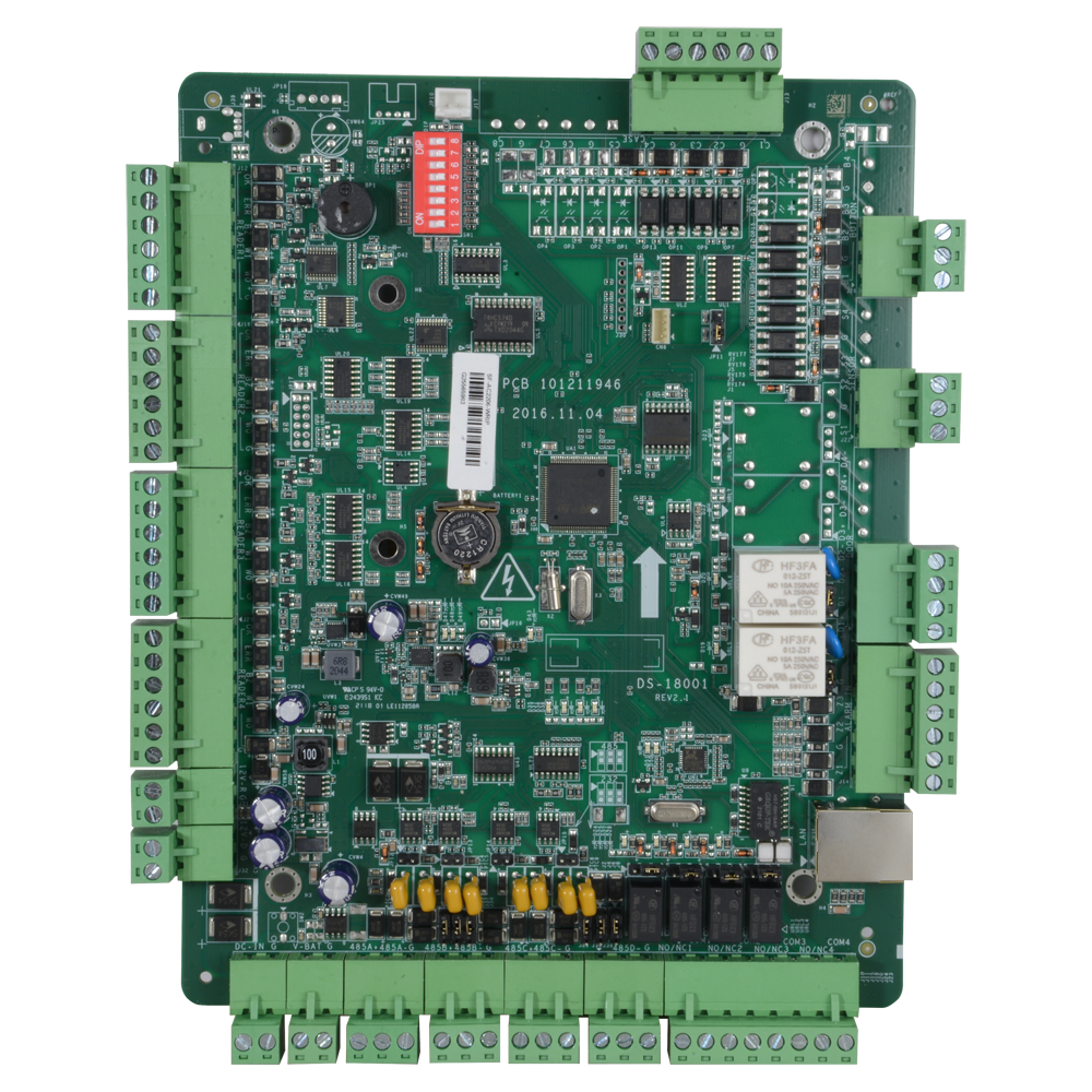 Controlador de Acceso Biométrico - Acceso por Huella Digital, Rostro, Tarjeta o Contraseña - Comunicación TCP/IP | eInicio | ISAPI | OSDP - 4 entradas Wiegand 26 y 4 RS485 - Salida de relé para dos puertas - Software Safire Control Center