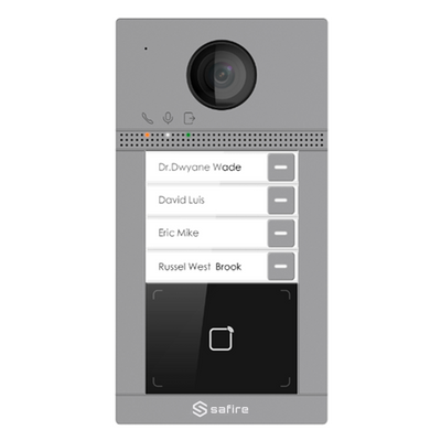 WiFi IP video intercom for 4 apartments - 2 Mp camera | Two-way audio - Opening with MF card 2 relays - Mobile app with or without monitor - Vandal-proof stainless steel - Standard PoE | Surface mount
