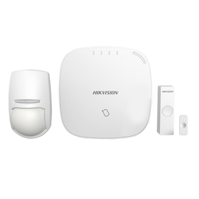 Kit di allarme professionale - Comunicazione Ethernet, WiFi e GPRS - Wireless 868 MHz - Contatto magnetico e PIR volumetrico - Fino 32 entrate senza fili - App Mobile Hik-Connect e iVMS4200