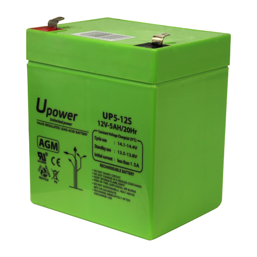 Upower - Rechargeable battery - AGM lead-acid technology - Voltage 12 V - Capacity 5.0 Ah - 107 x 90 x 70 mm / 1650 g - For backup or direct use