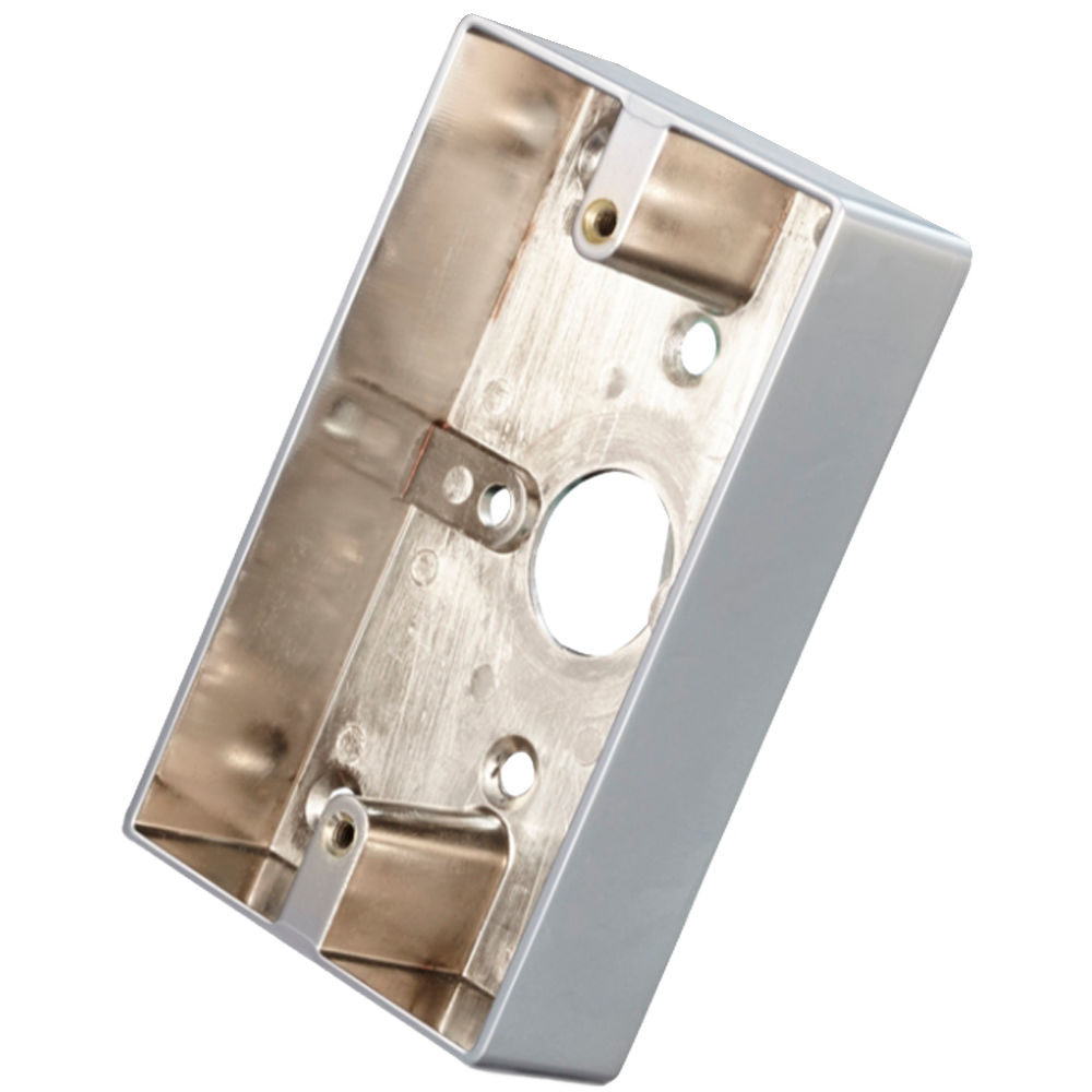Caja de botones - Compatible con ISK-841D - Instalación en superficie - Fabricada en aleación de zinc - Resistente y duradera - Orificio de conexión