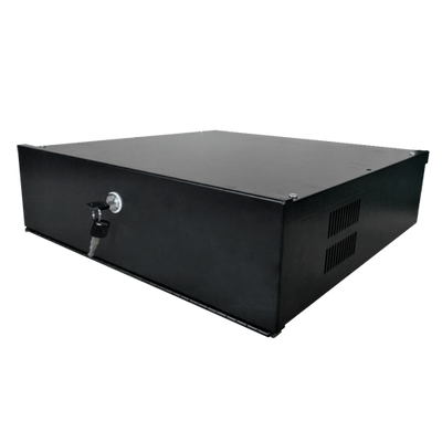 Closed metal case for DVR - Specific for CCTV - For recorders up to 4U rack - Lever lock - With ventilation and cable glands - Quality and resistance