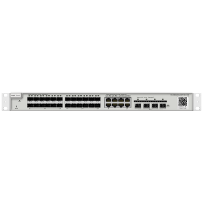 Reyee Switch Cloud Layer  2+ - 24 porte SFP Gigabit  (8 Porte Combo RJ45) - 4 porte SFP+ 10 Gbps - Static LAG/DHCP Snooping/IGMP Snooping/Port Mirroring - VLAN/Port Isolation/STP/RSTP/ACL/QoS - Server DHCP/Rotte statiche