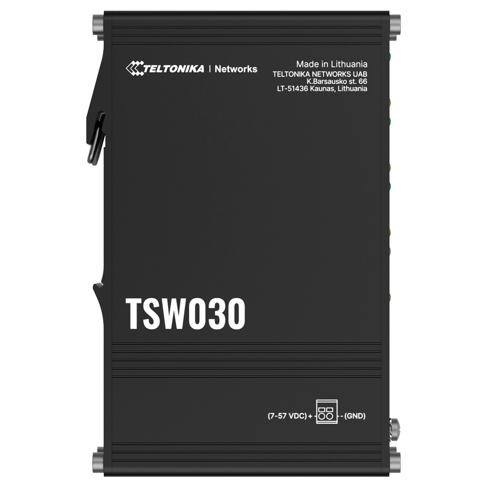 Teltonika Switch Unmanaged Industriale - 8 porte Ethernet RJ45 Fast Ethernet - Robusto Alloggiamento in Alluminio - Plug and Play - Alimentazione DC 5 a 57V - LED di Stato