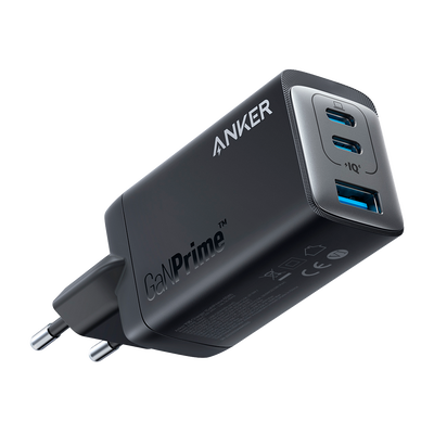 Anker - Caricabatterie USB - Potenza 65W | Con tecnologia GaNPrime - Ricarica veloce  - Uscite 1 USB-A, 2 USB-C (IQ4.0 e PPS 2.0) - Per portatili, Tablet.. | Colore nero