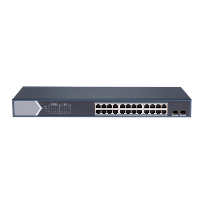Switch PoE Safire - 24 porte PoE + 2 Gigabit SFP - Velocità 10/100/1000 Mbps - 30 W per porta 802.3af/at / Massimo 370W - VLAN/Port Isolation/STP/RSTP/QoS - Static LAG/Port Mirroring