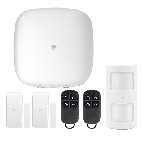 Sistema di allarme e Smart Home - Panello con modulo Wifi e GSM / GPRS - L'invio di notifiche push e chiamata - 1 Rilevatore PIR volumetrico - 2 contatti magnetici porta / finestra - 2 telecomandi controllo remoto