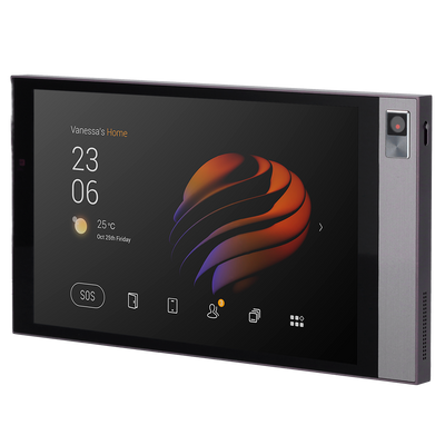 Monitor Android 10.0 per domotica - Schermo TFT da 8" | Applicazioni di terze parti - Audio bidirezionale | Monitor del videocitofono - TCP/IP, PoE, WiFi, Bluetooth, ZigBee, SIP - Sensori ambientali - Connessione via Cloud | Telecamera integrata