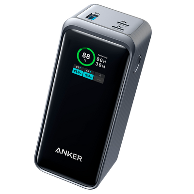 Anker Power bank con display - Capacità 20000mAh  - Ingressi 2x USB-C - Uscite 2x USB-C, USB-A - Ricarica di 3 dispositivi contemporaneamente - Ricarica veloce 100W
