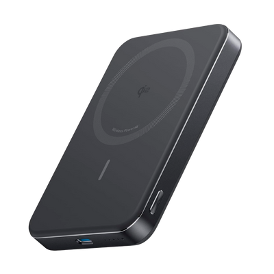 Anker Power bank MagGo - Capacità 10000mAh  - Ingresso 1x USB-C  - Uscite USB-C e wireless - Carica 2 dispositivi contemporaneamente - Colore nero | Ricarica rapida 15W