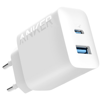 Anker - Cargador USB - Potencia 20W - Carga rápida  - Salida USB-C y USB-A - Color blanco