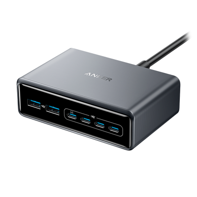 Anker - Caricabatterie da tavolo - Potenza 200W - Uscite 4x USB-C, 2x USB-A - Carica 4 dispositivi contemporaneamente - Colore nero | Tecnologia GaNPrime