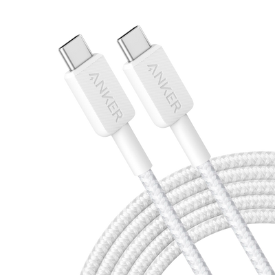 Anker - Cavo USB2.0  - Da USB-C a USB-C - Cavo in nylon intrecciato - Lunghezza 3m - Ricarica rapida fino a 60W | Colore bianco