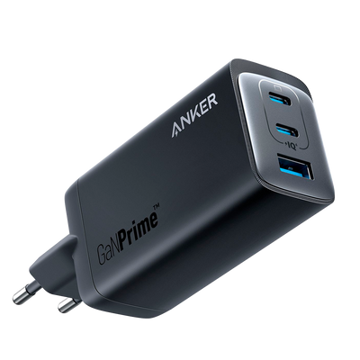 Anker - Caricabatterie USB - Potenza 120W | Con tecnologia GaNPrime - Ricarica veloce  - Uscite 1x USB-A, 2x USB-C - Colore nero