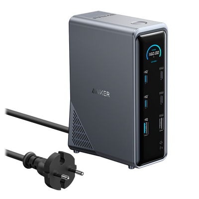 Power Station 14 in 1 Anker - 1x Ethernet 1Gbps - 7x USB-C, 3x USB-A - 2x HDMI, 1x Audio - Doppio display smart - Trasferimento dati ultraveloce