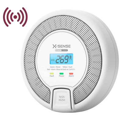 Detector de CO autónomo X-Sense - Permite conectar 24 detectores por RF 868MHz - Batería reemplazable - Indicador luminoso y alarma sonora 85 dB a 3m - Botón de Test y pantalla LCD - Certificado EN 50291