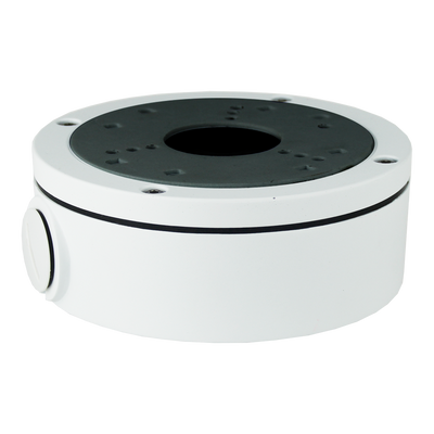 Caja de conexiones Easy-P - Para cámaras bullet y turret - Apto para uso exterior IP66 - Instalación en techo o pared - Diámetro de la base 138 mm - Pasador de cables