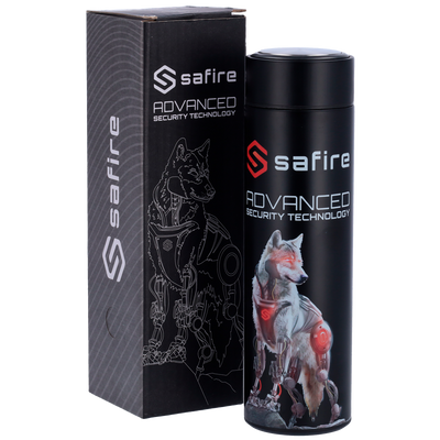 Safire - Botella - Color negro - Anillo de sellado - Acero inoxidable 304