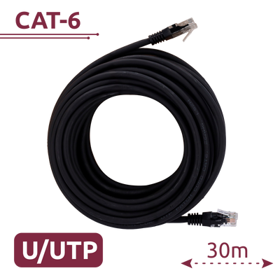 Cavo UTP - Ethernet - Connettori RJ45 - Categoria 6 - 30 m - Colore nero