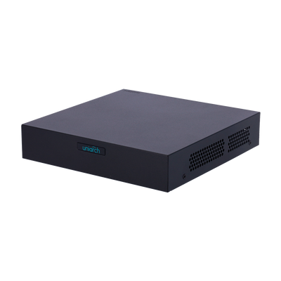 Grabador NVR para cámaras IP - Uniarch - 8 CH vídeo / Compresión Ultra 265 / PoE - HDMI 4K y VGA simultáneos - Resolución máxima 6 Mpx - Admite 1 disco duro de hasta 6 TB