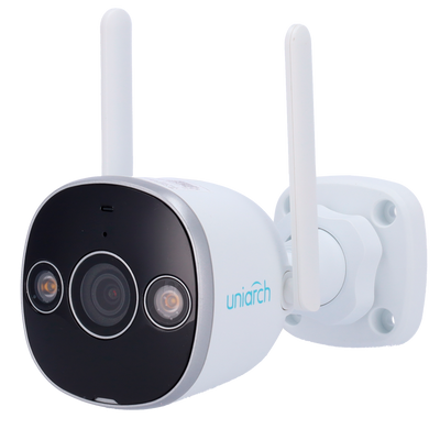 Telecamera IP Uniarch Bullet WiFi 3 Megapixel - IR 20 m | Luce bianca 10 m | DWDR - Ultra H.265 | IP67 | Sovratensione 4000 V - Wifi IEEE802.11b/g/n - Microfono e altoparlante incorporato