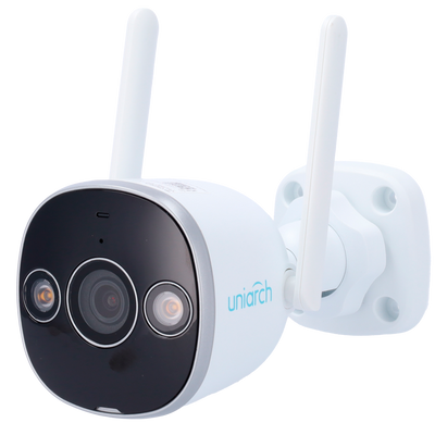 Telecamera IP Bullet Uniarch 5 Megapixel WiFi - 1/3" Progressive Scan CMOS - Ottica 2.8 mm - Portata IR LED 20 m / Luce bianca 10 m - Wifi IEEE802.11b/g/n