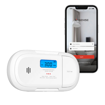 Detector de CO autónomo X-Sense - Comunicación WiFi 2.4GHz - Conexión a través de APP - Duración de la batería 1 año (reemplazable) - Indicador luminoso y alarma sonora 85 dB a 3m - Certificado EN 50291