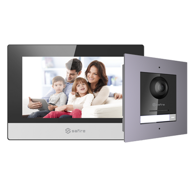 Kit videoportero - Tecnología IP - Incluye placa y monitor - Switch PoE y MicroSD - App celular con P2P - Montaje de empotrar