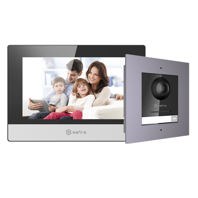 Video intercom kit - IP technology - Includes cover plate and monitor - PoE and MicroSD switch - Cellular app with P2P - Flush mounting
