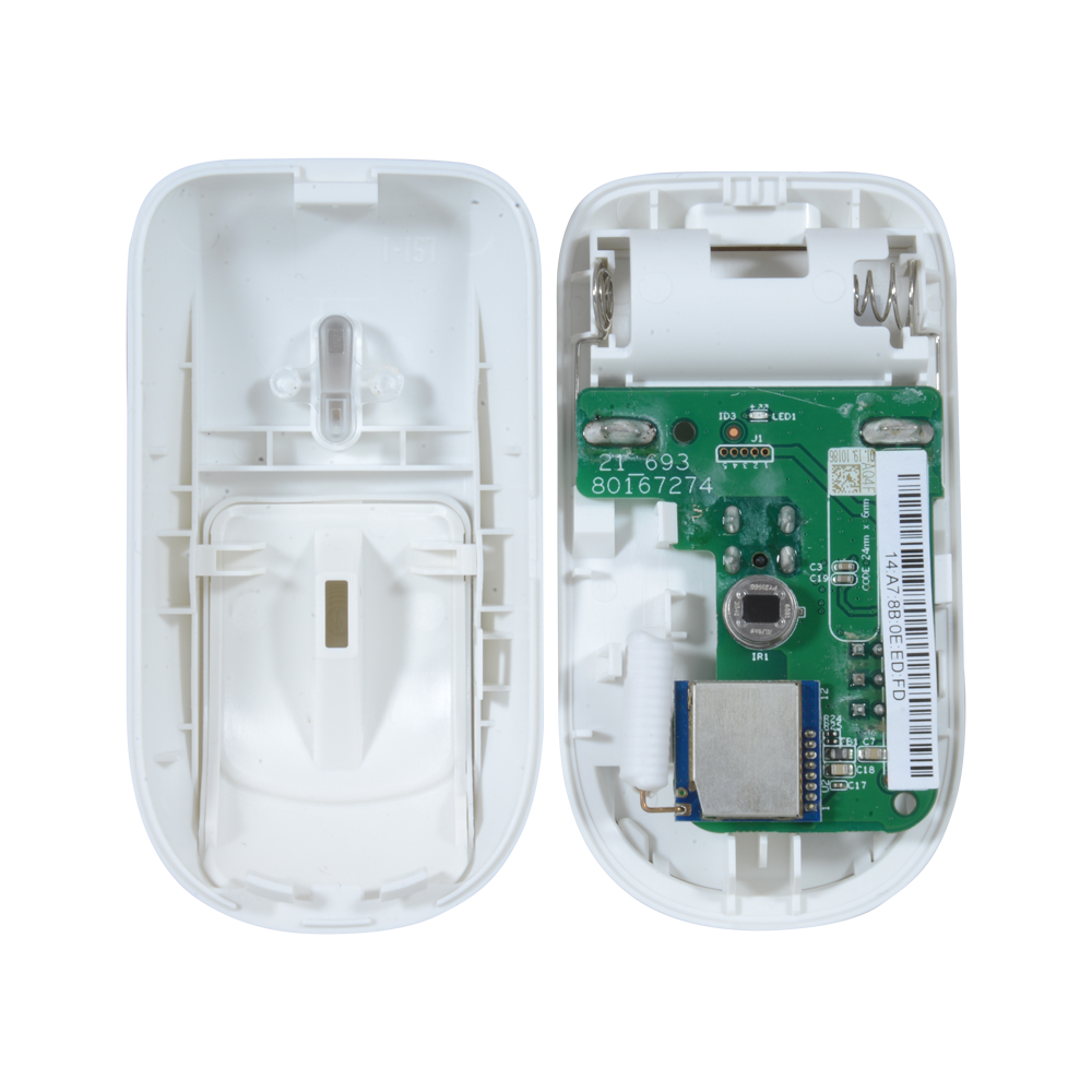 Branded PIR detector - Wireless 433MHz - Internal antenna - Distance 150m - Range 10m / Angle 15º - 1 x CR123 3V