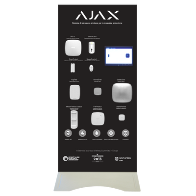 Espositore dimostrativo Ajax verticale - Kit di allarme professionale Grado 2 - Ajax MotionCam per l'invio delle immagini - Comunicazione Ethernet e GPRS - Senza fili 868 MHz Jeweller - App Mobile e Software PC / Color blanco - Innowatt