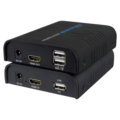 Estensore HDMI/USB per TCP/IP - Trasmettitore e ricevitore - Distanza 120 m - Fino a 1080p - Alimentazione DC 5 V