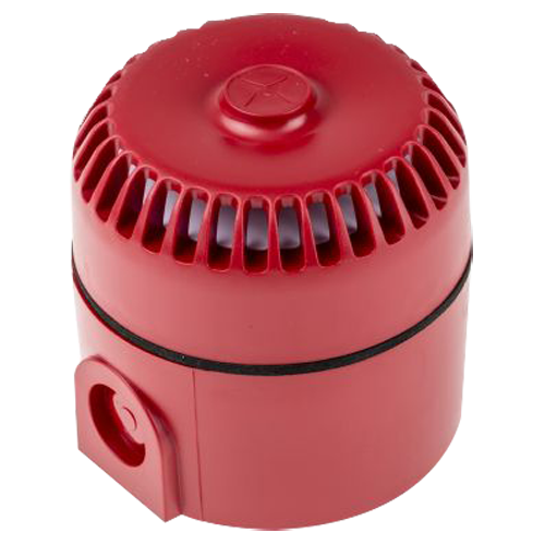Roshni LP - Sirena de incendio con cable para uso interior y exterior - Potencia sonora 102 dB a 1 m - 32 tonos de alarma - Base alta para fácil instalación - Alimentación 24 VDC