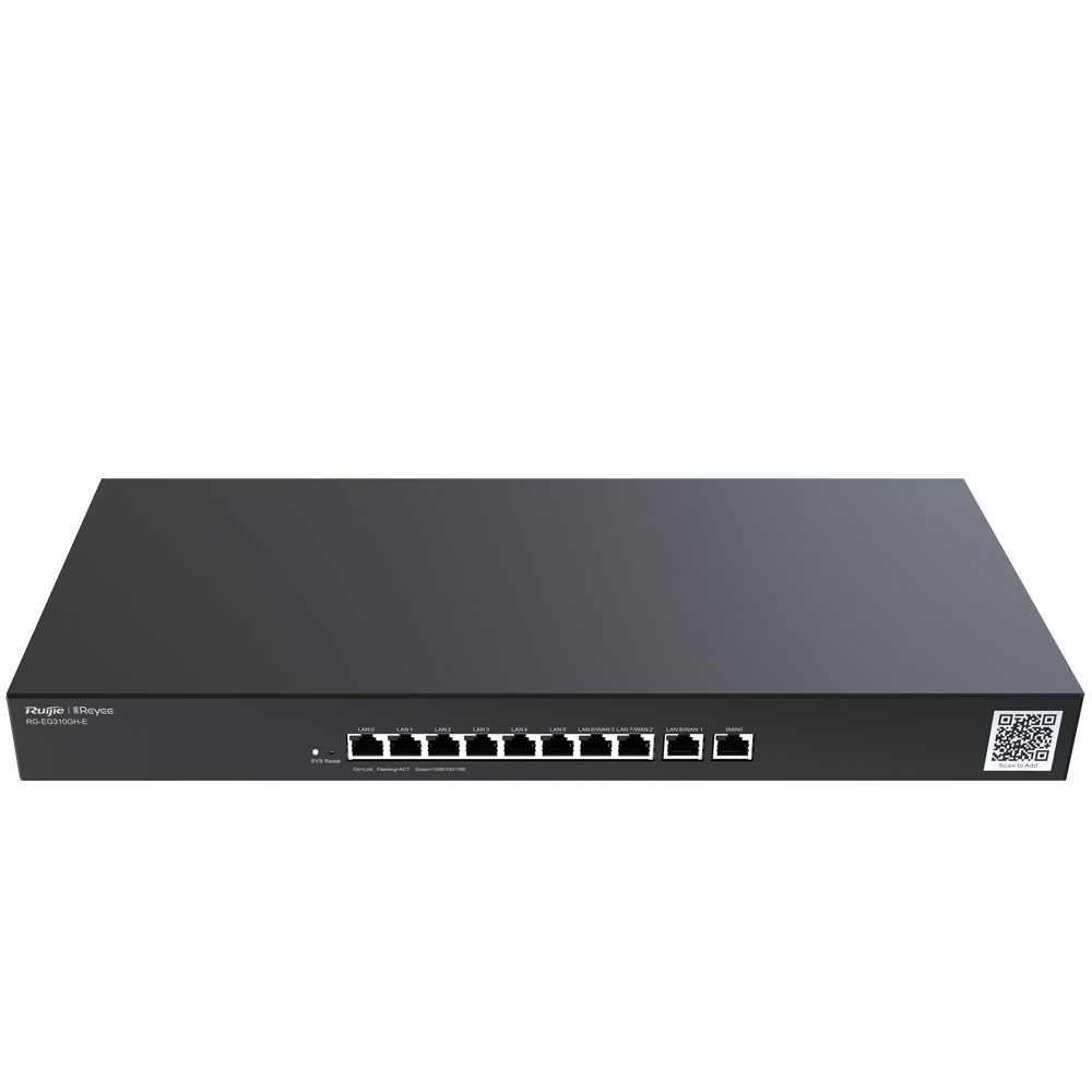 Reyee Router Controller Cloud - 9 LAN Ports + 1 WAN Port - 10 RJ45 10/100 /1000 Mbps Ports - Supports up to 4 WANs for failover or balancing - Up to 1500 Mbps Bandwidth - IPSec, L2TP, VPN Server PPTP, OpenVPN