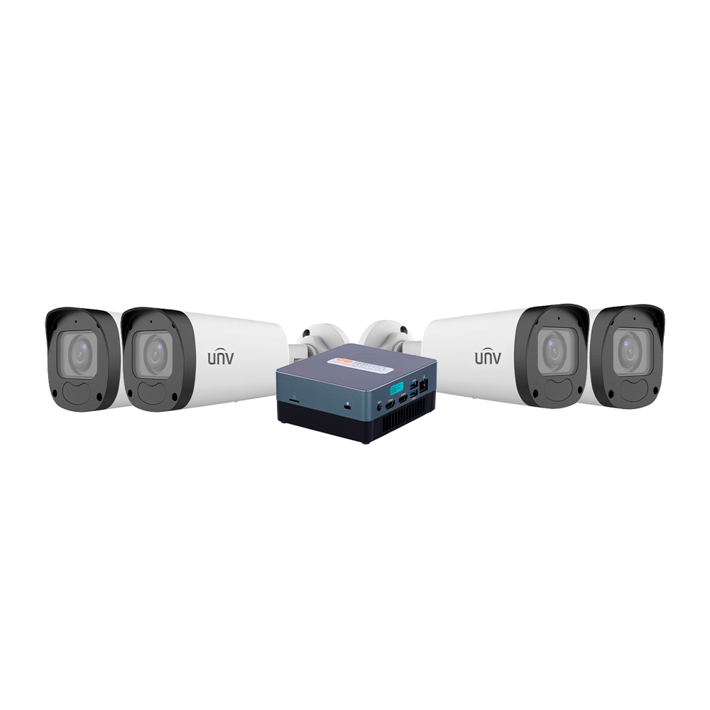 Kit Videologic VLN-IALITE-2+2 - Include 4 canali IA espandibili a 6 - Risoluzione max CIF - Non include modulo di uscita - 4 x telecamere Uniview UV-IPC2324LB-ADZK-G