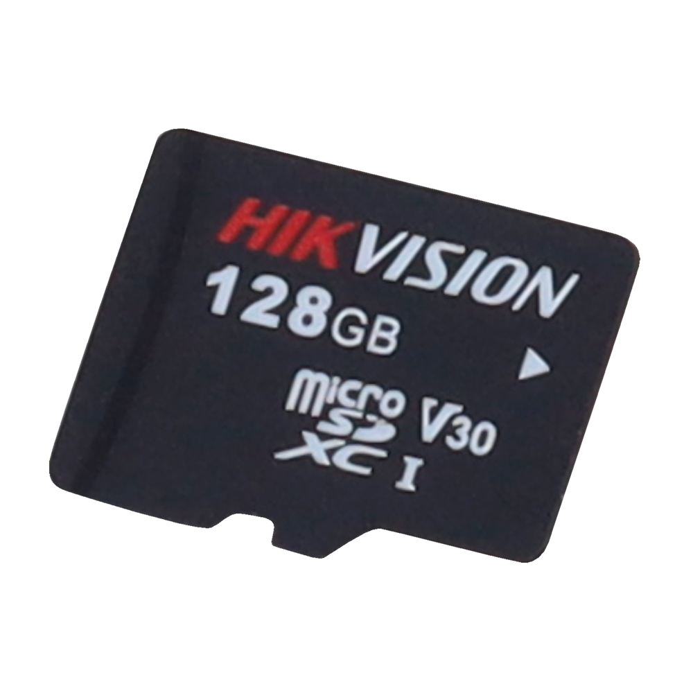 Hikvision memory card - 3D TLC NAND technology - 128 GB capacity - Class 10 U3 V30 - More than 3000 read/write cycles - Suitable for video surveillance devices
