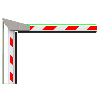 Brazo de barrera de aparcamiento - Compatible con ZK-PROBG3130x - Brazo 3 m en ángulo de 90º - Fabricado en aluminio - LED de estado | Borde de seguridad de goma - fácil instalación